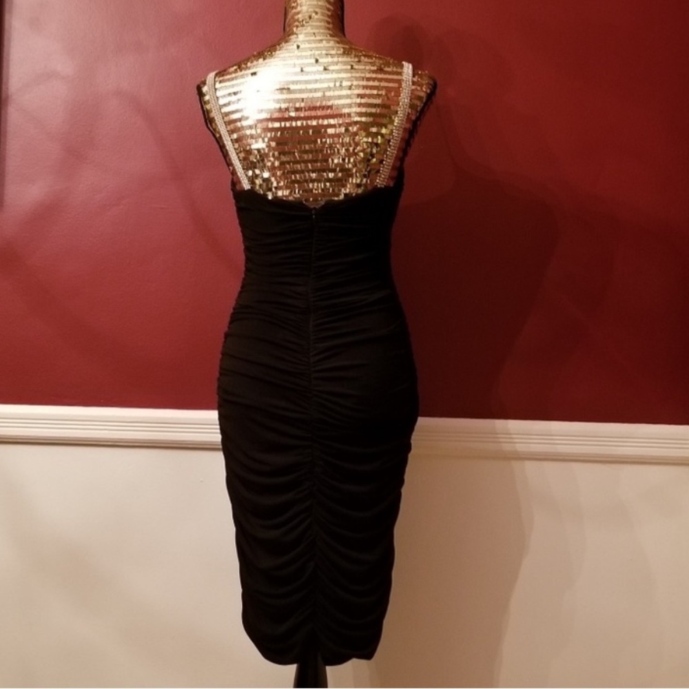 NWOT Moda International Ruched Crystal Straps BodyCon Dress - Picture 2 of 6